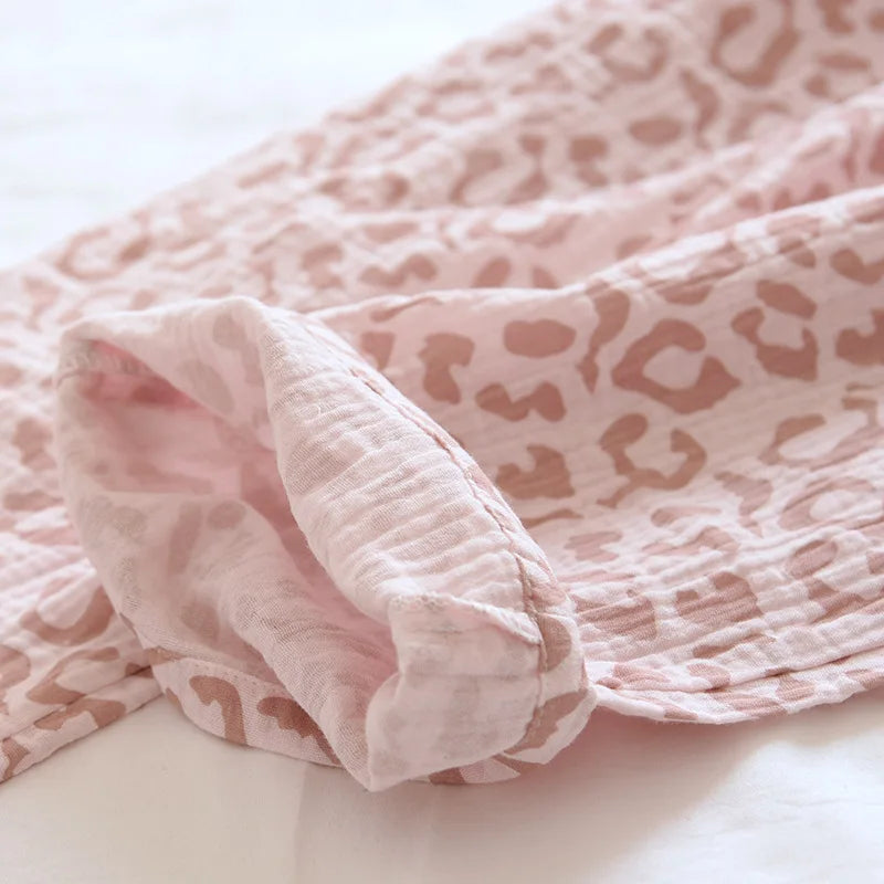 100% cotton crepe leopard print pajamas