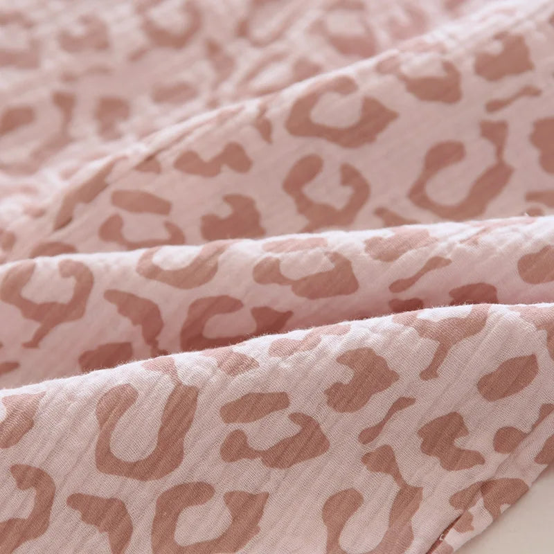 100% cotton crepe leopard print pajamas