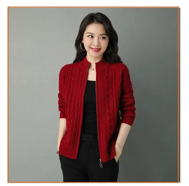 Zipper Knitted Cardigan Jacket