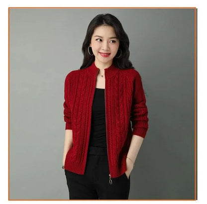Zipper Knitted Cardigan Jacket