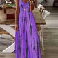 Women's Casual V-neck Tie Dye Maxi Dress