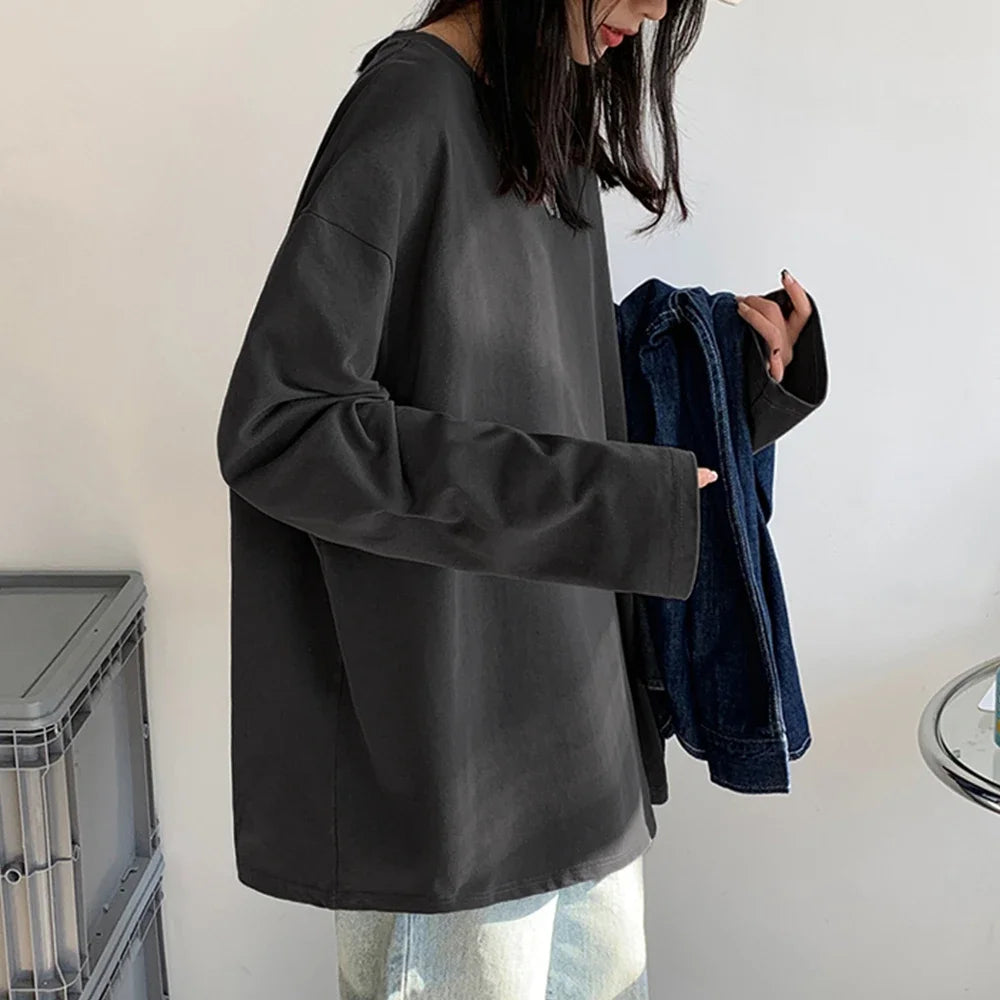 Cotton Long Sleeve Oversize Top