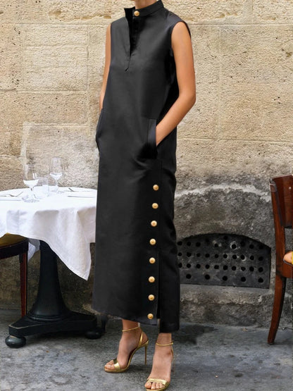 Yeezzi Split-Side Buttoned Dress