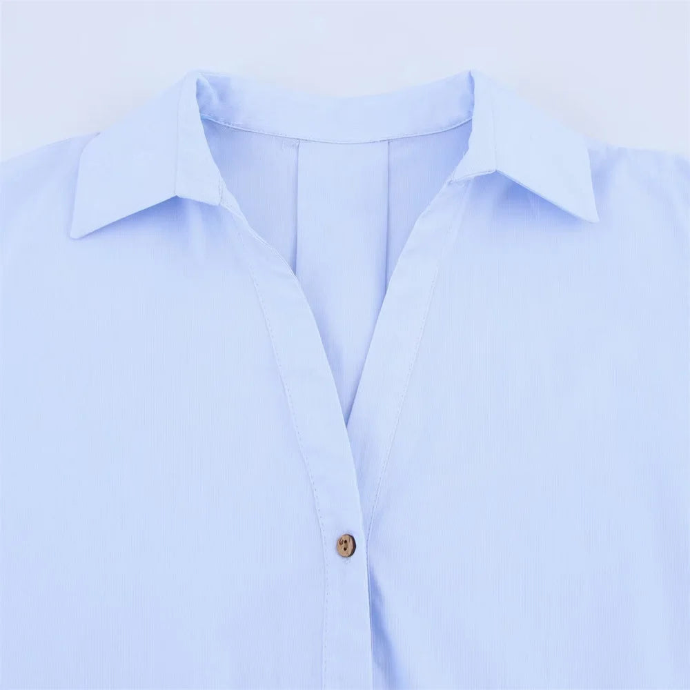 Oversized Button Shirt with Rolled  Up Sleeves