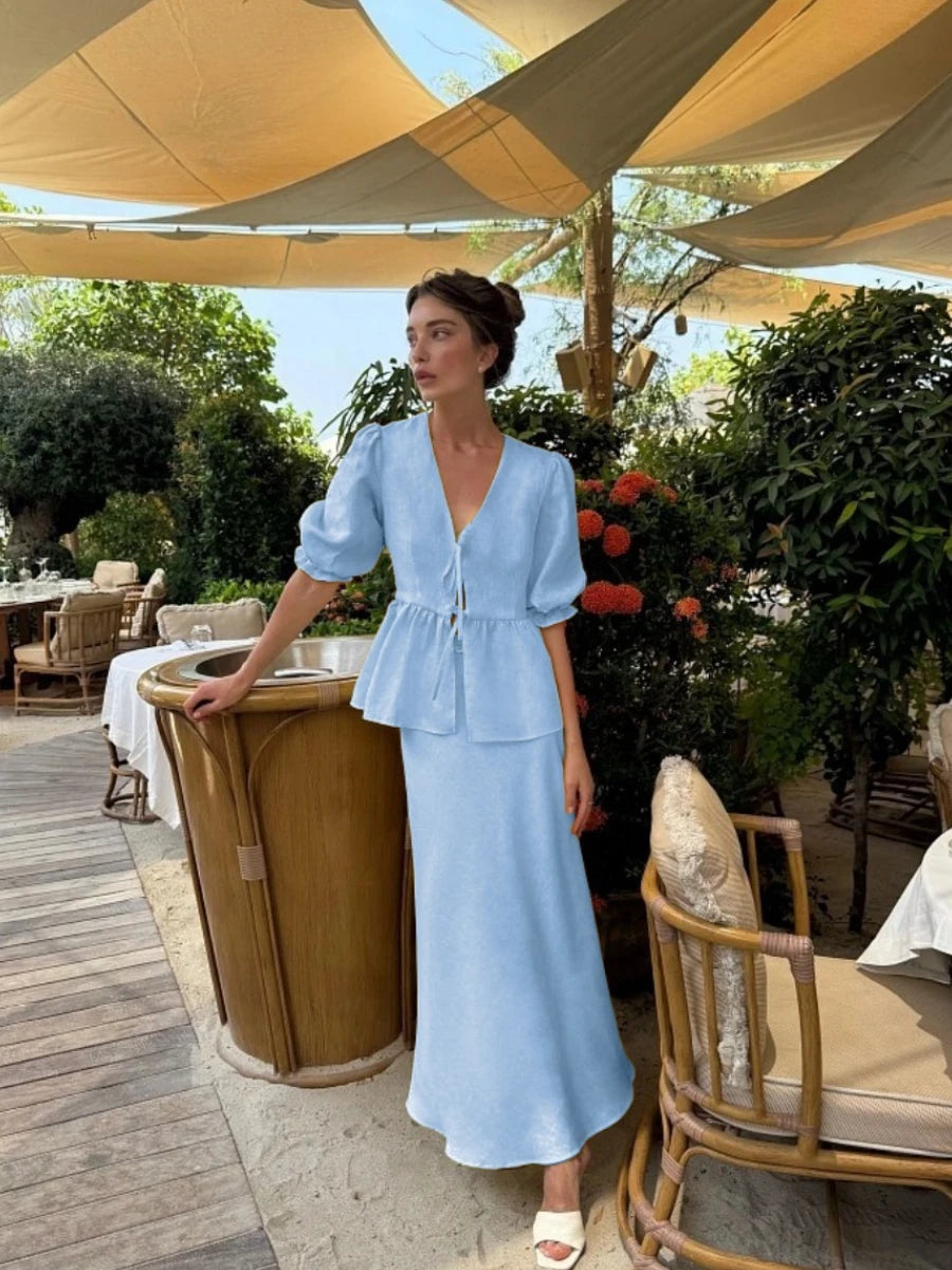 Bornladies 100% Cotton Shirt And Skirt Set