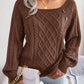 Casual Square Neck Long Sleeve Sweater