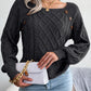Casual Square Neck Long Sleeve Sweater