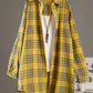 Plus Size Women's  Cotton and Linen Plaid Shirt