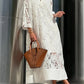 Abrini White Embroidery Lace Dress
