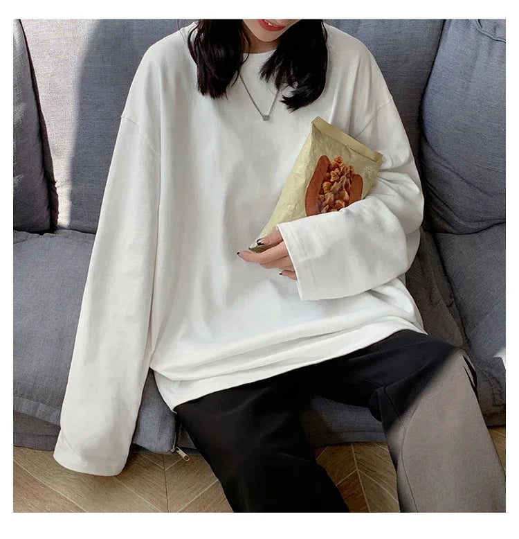 Cotton Long Sleeve Oversize Top