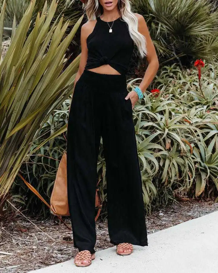 Women's casual pants with drawstring