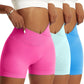 3-Piece Women’s High Waist Peach Hip Sports Shorts Set