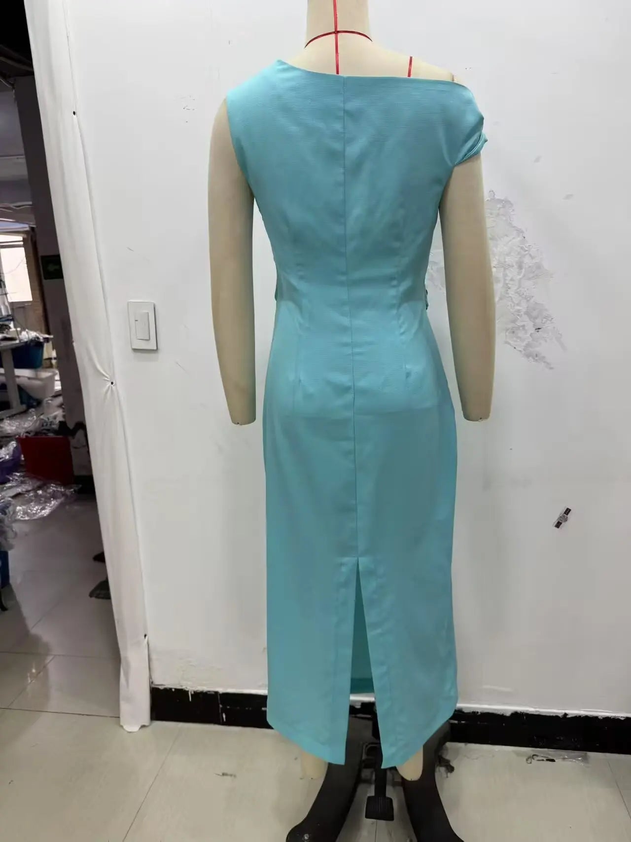 TRAFZA Woman's Summer Sexy Fashion Long Dress Solid Sleeveless Asymmetry Dresses Female Holiday Style Slit Slim Chic Dress