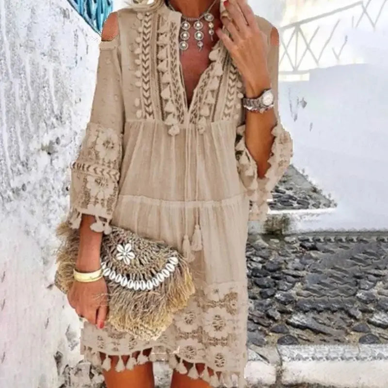 Embroidery Crochet Lace Boho Dress