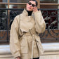 Khaki Belted Short Trench Coat