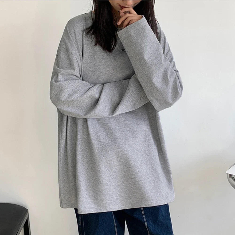 Cotton Long Sleeve Oversize Top
