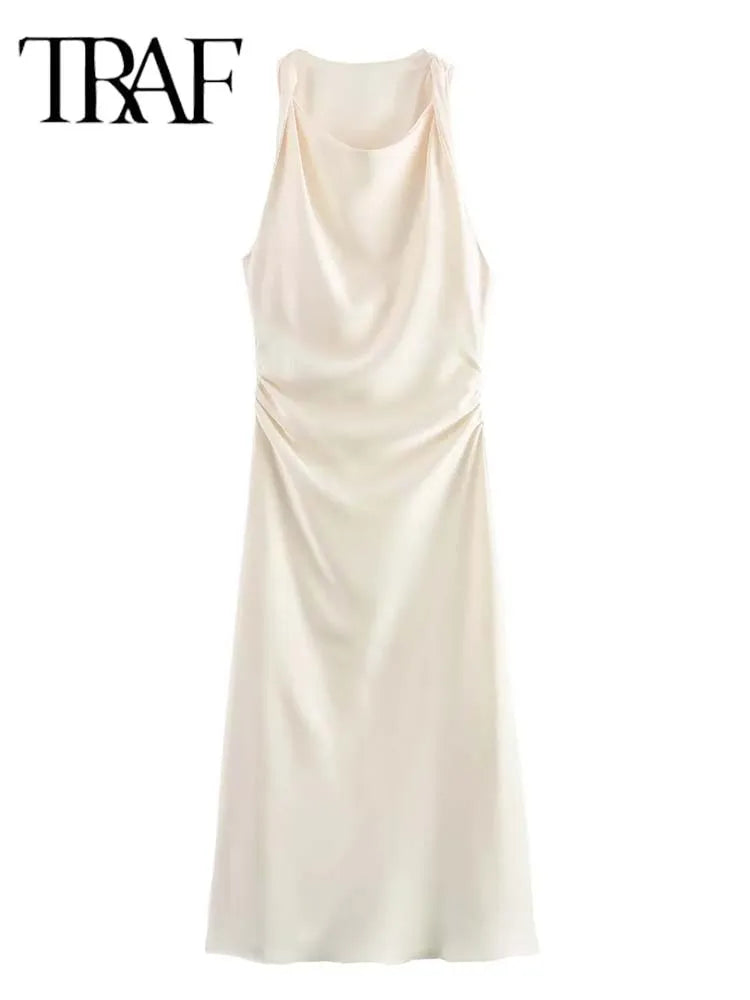 TRAF Satin Long Dress