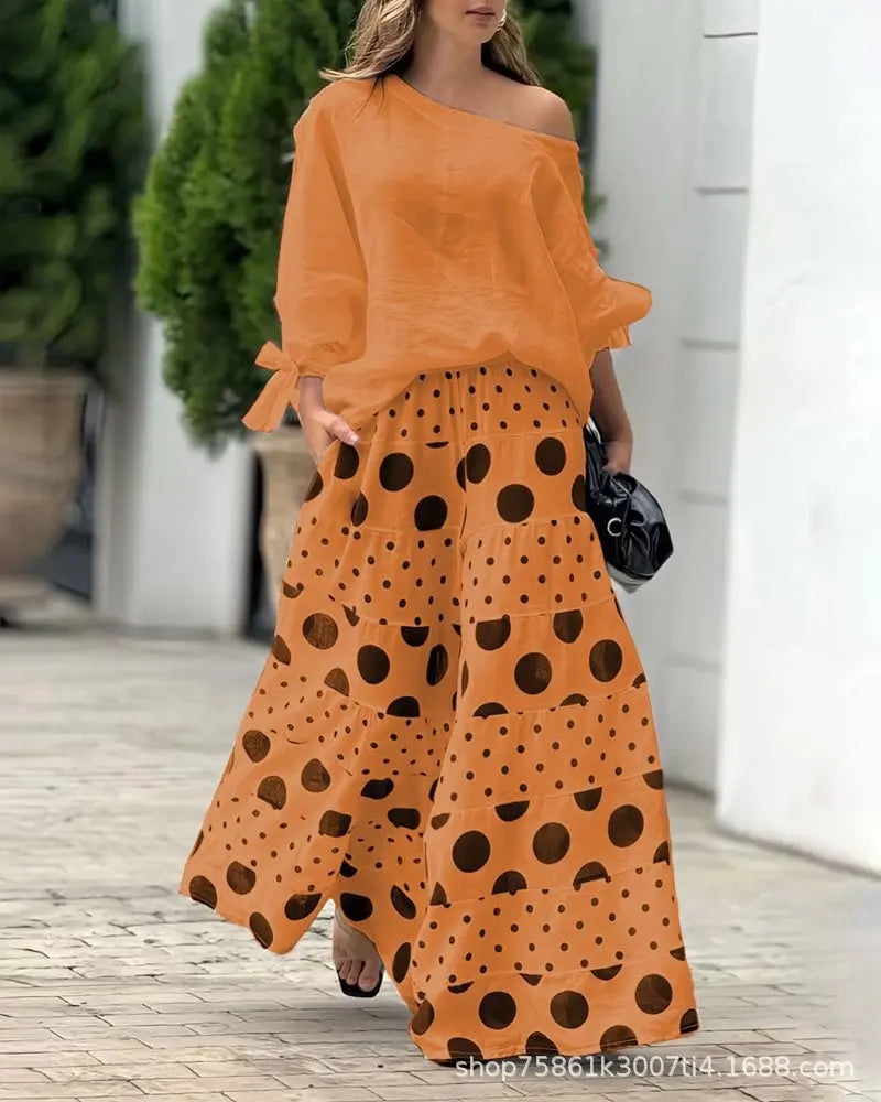 Polka Dot Printed Pants & Top Set