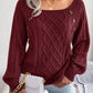Casual Square Neck Long Sleeve Sweater