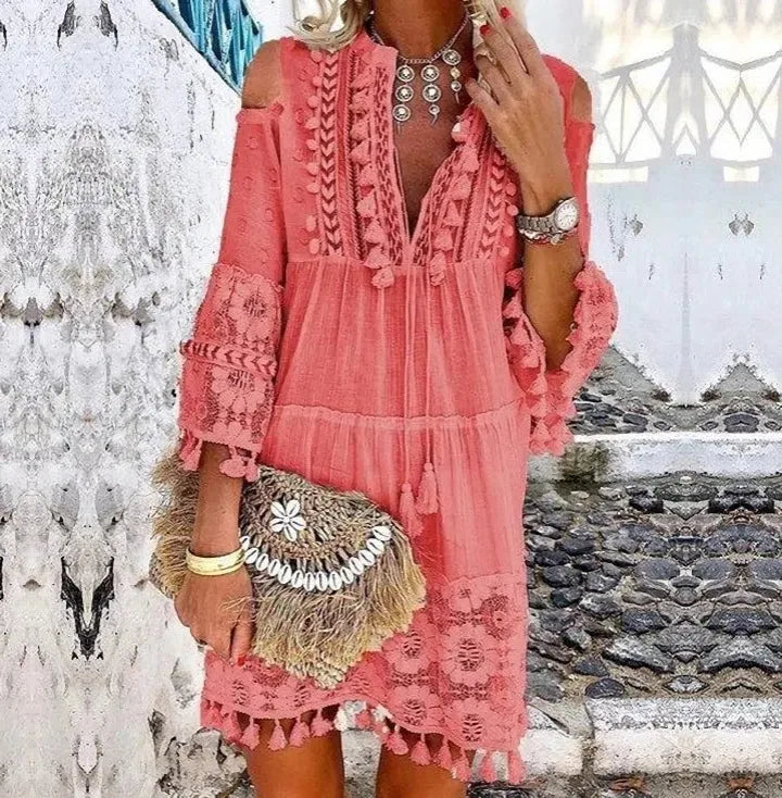 Embroidery Crochet Lace Boho Dress