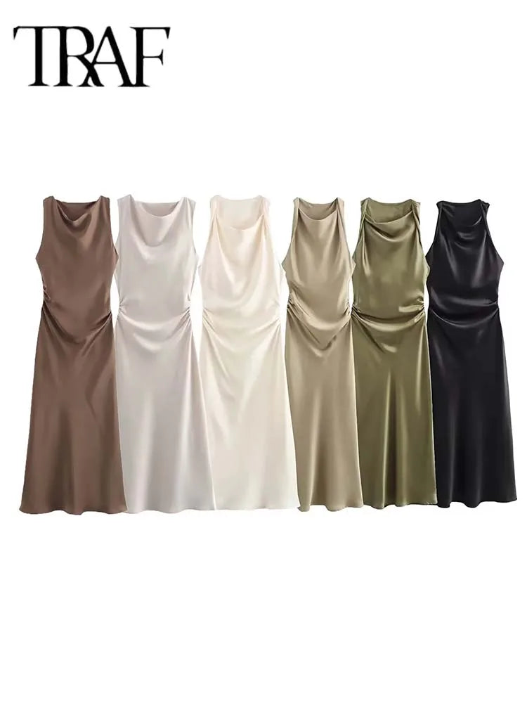 TRAF Satin Long Dress