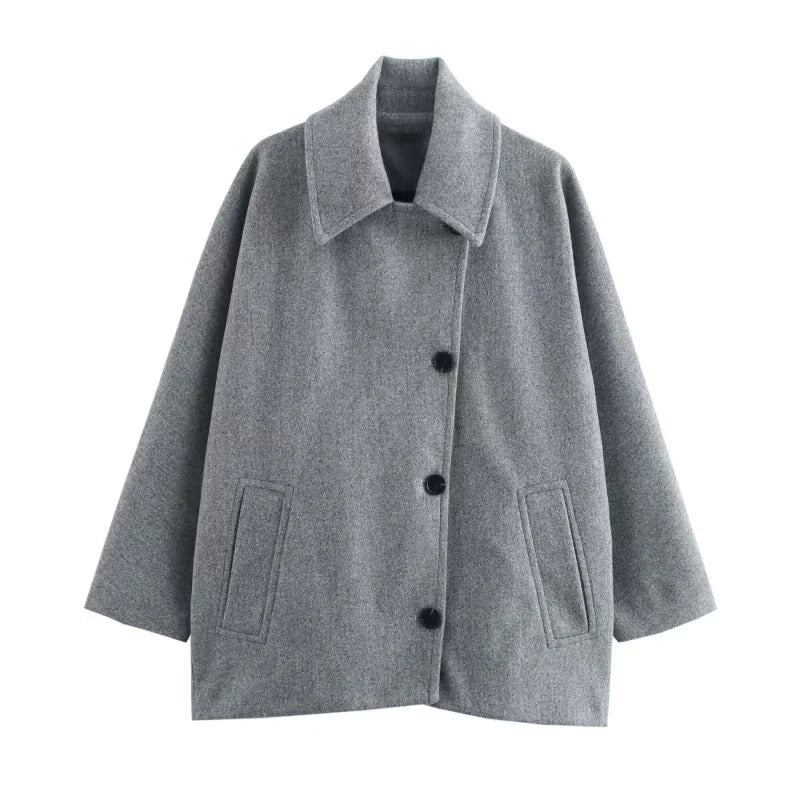 Oblique Button Loose Jacket / Coat