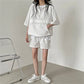 2 Pcs Sport Shorts & Three-quarter Sleeve Top