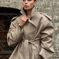 Khaki Belted Short Trench Coat
