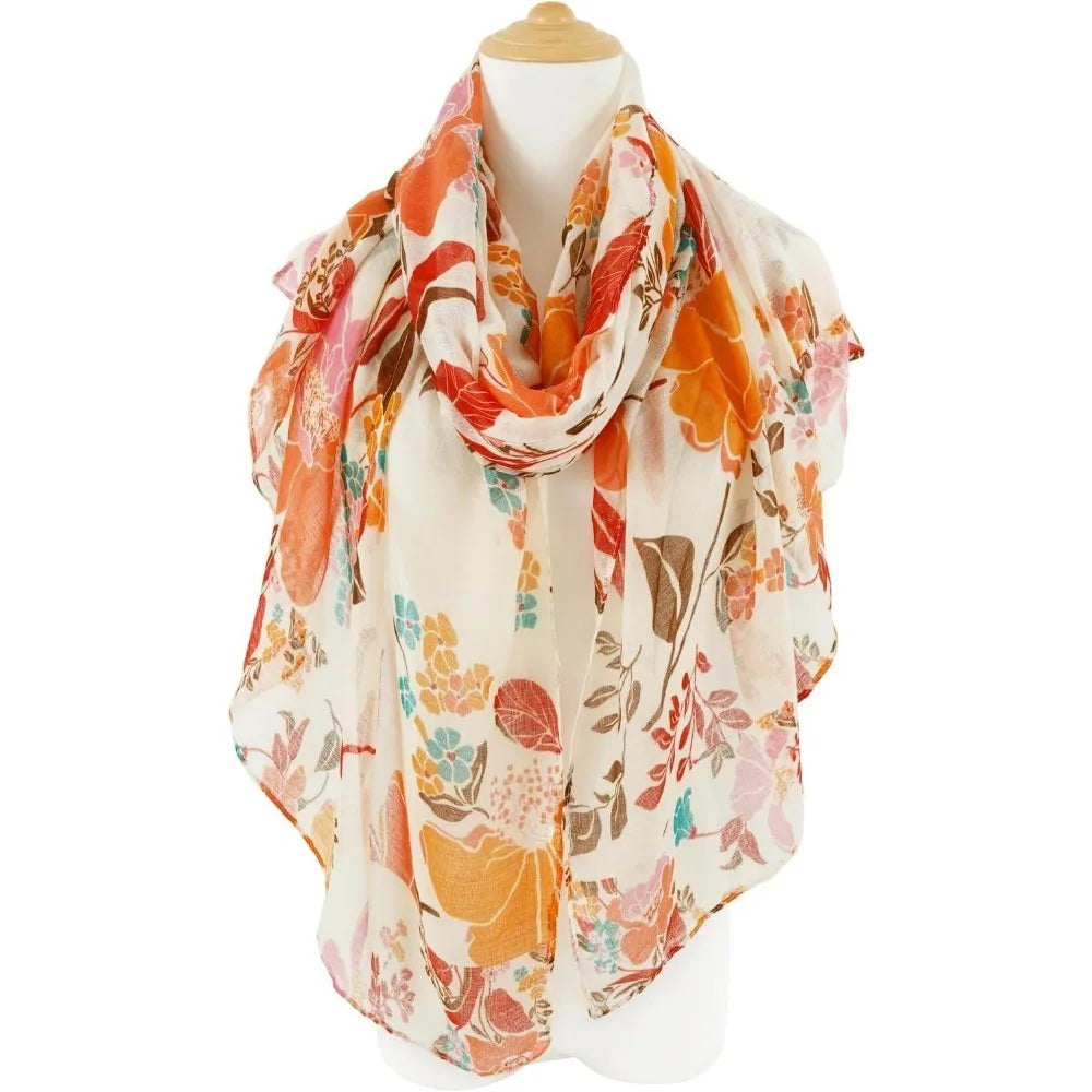 Lightweight Cotton Floral Print Women’s Scarf