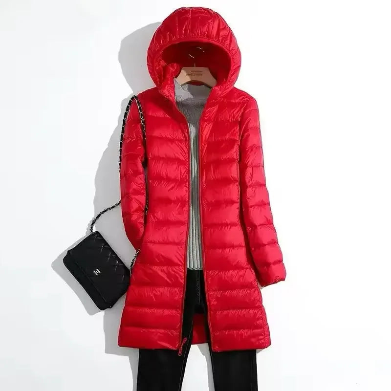 Plus Size Lightweight Packable Long Puffer Jacket