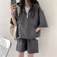 2 Pcs Sport Shorts & Three-quarter Sleeve Top