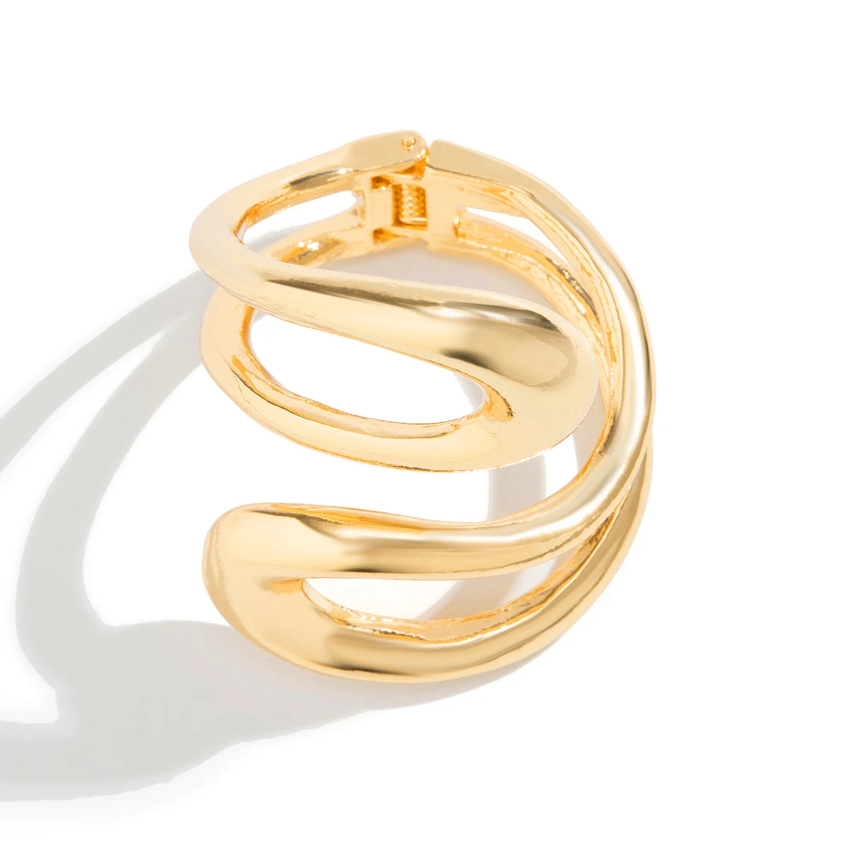 Punk Classic Geometric Twisted Open Bangles for Women Exaggerated Gold Color Heavy Metal Cuff Bracelet Fashion Party Jewelry New