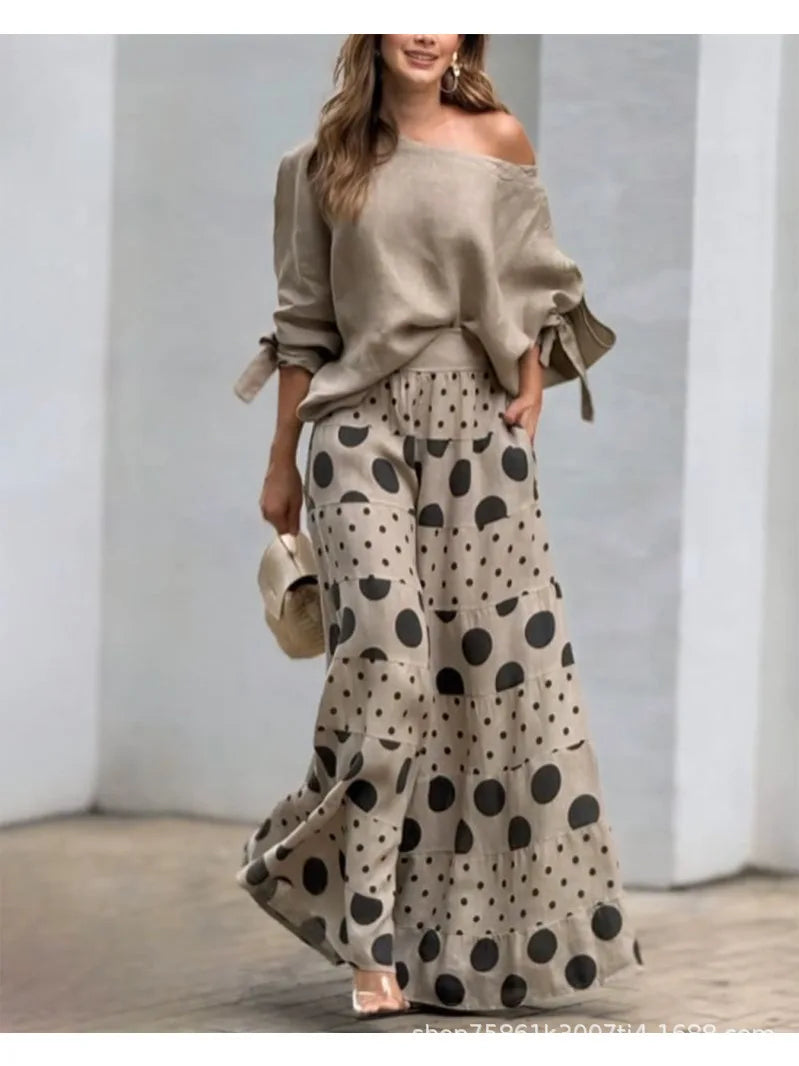 Polka Dot Printed Pants & Top Set