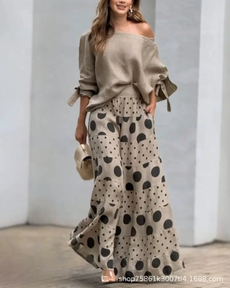 Polka Dot Printed Pants & Top Set