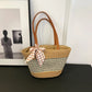 Women’s Large Straw Crochet Tote Bag with Zipper
