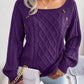 Casual Square Neck Long Sleeve Sweater