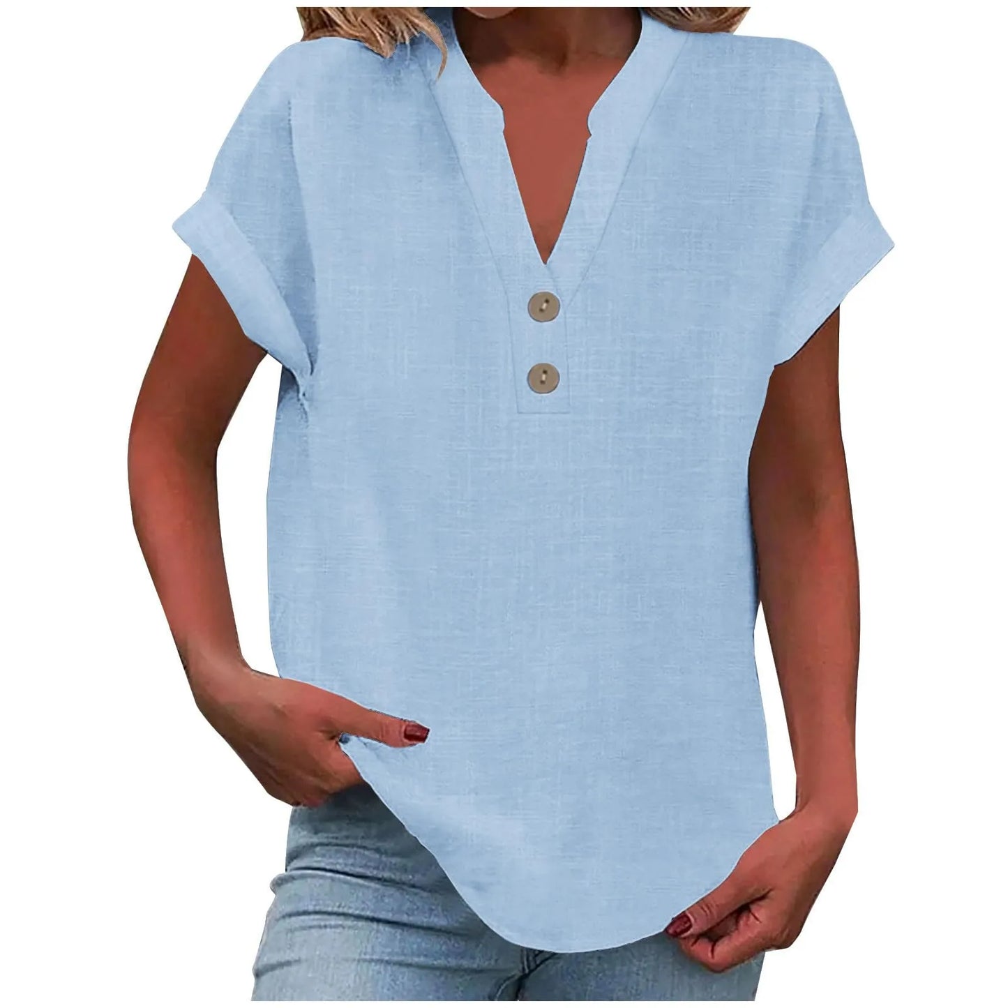 Cotton Linen V-neck Shirt