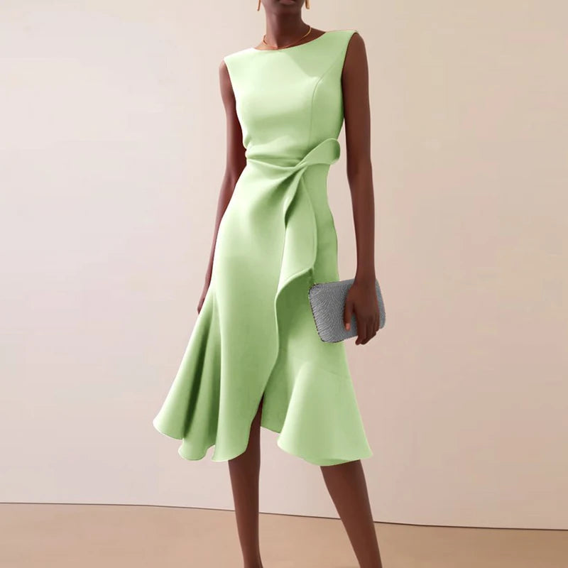 Sleeveless Knot Ruffle Dress