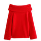 TRAFZA Off Shoulder Pullover Sweater