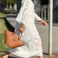Abrini White Embroidery Lace Dress