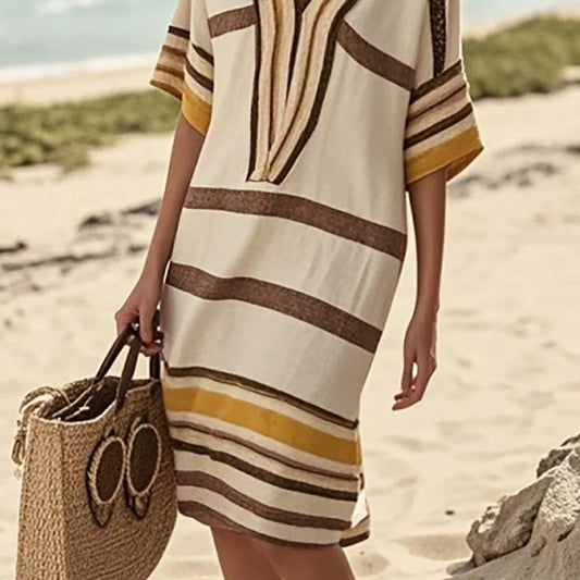 Stripe Print Midi Dress