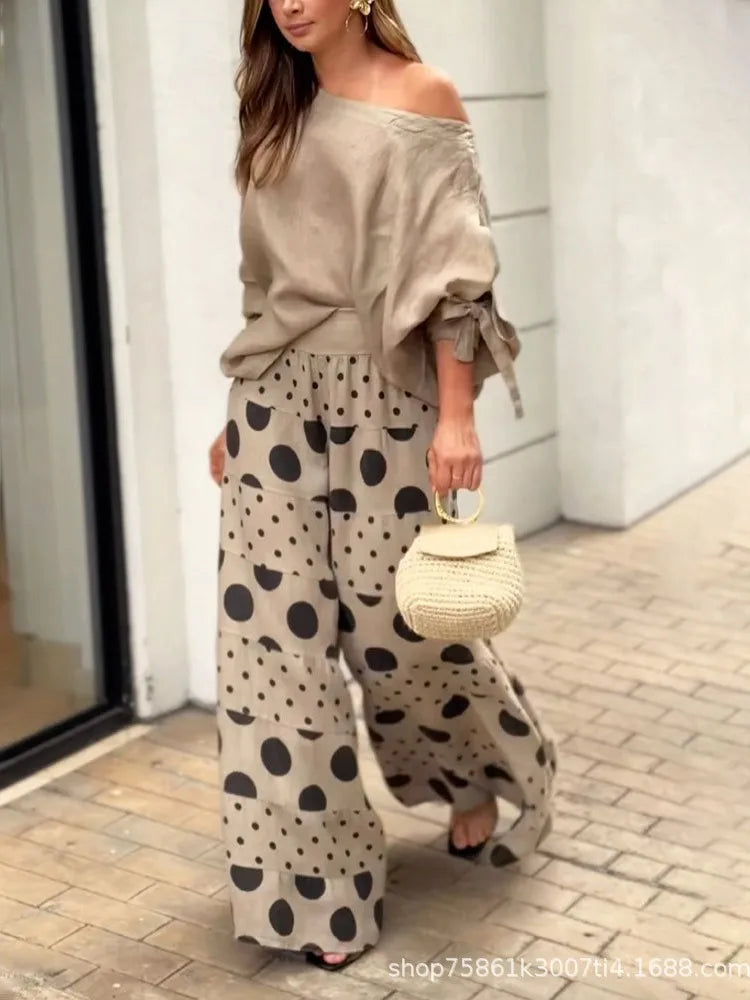 Polka Dot Printed Pants & Top Set