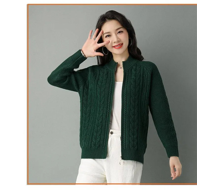 Zipper Knitted Cardigan Jacket