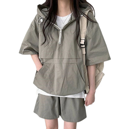 2 Pcs Sport Shorts & Three-quarter Sleeve Top