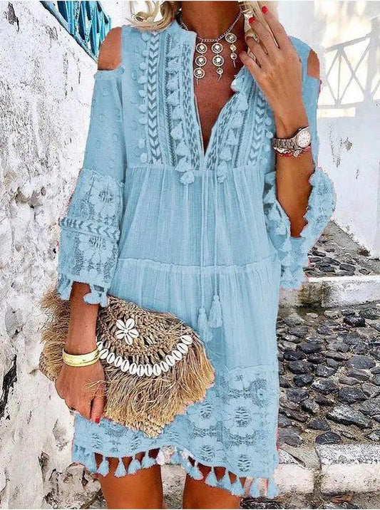 Embroidery Crochet Lace Boho Dress