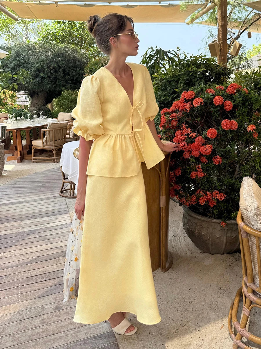 Bornladies 100% Cotton Shirt And Skirt Set