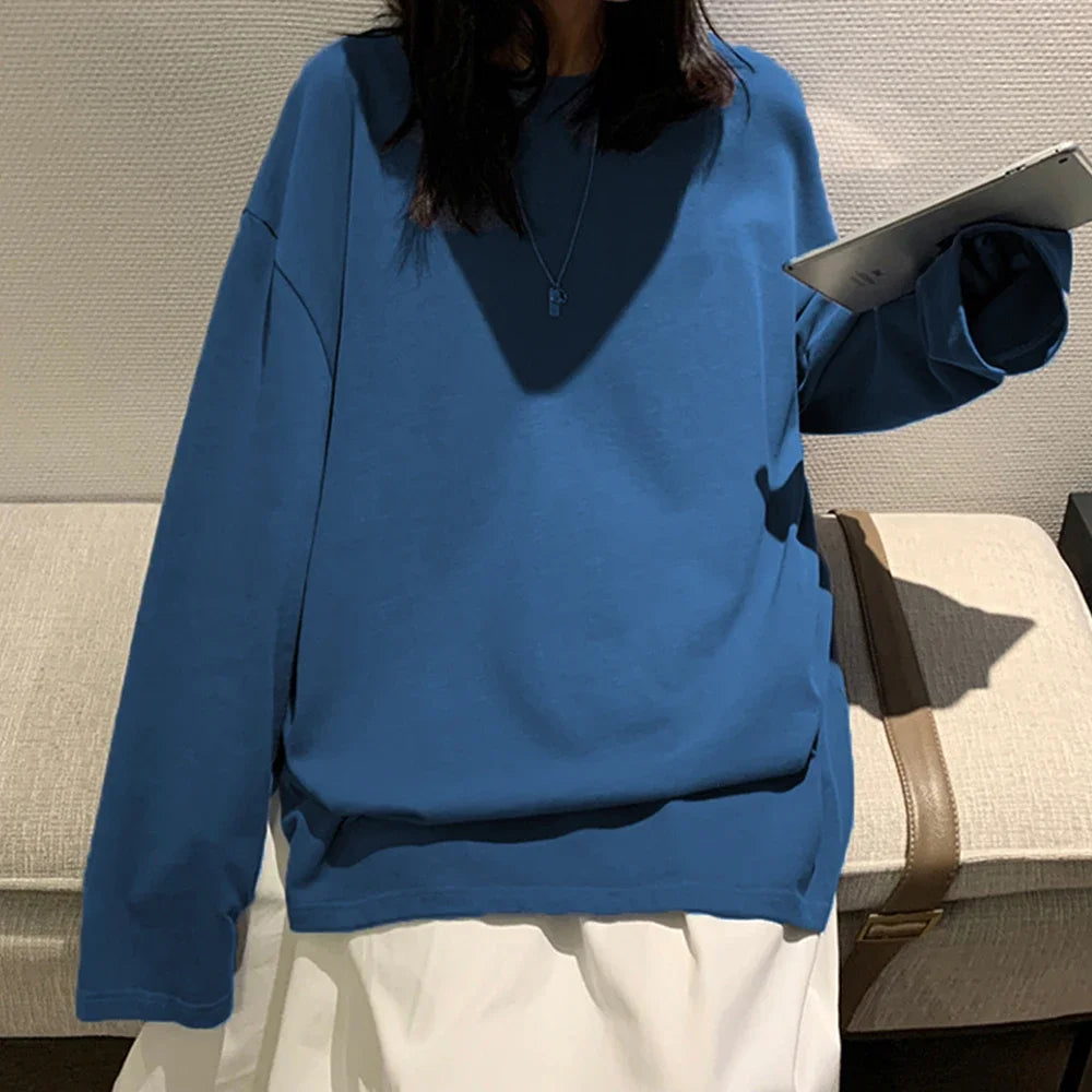 Cotton Long Sleeve Oversize Top