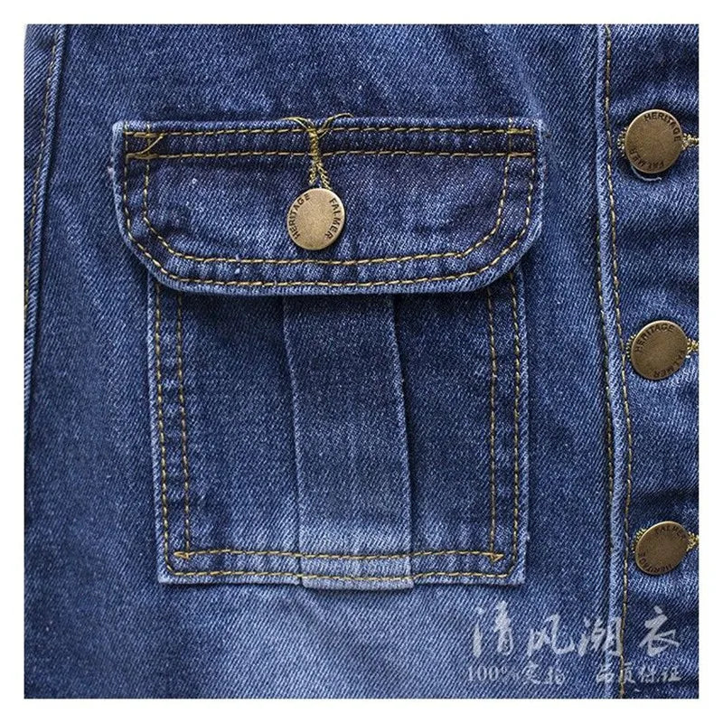 Front Split Denim Midi Skirt