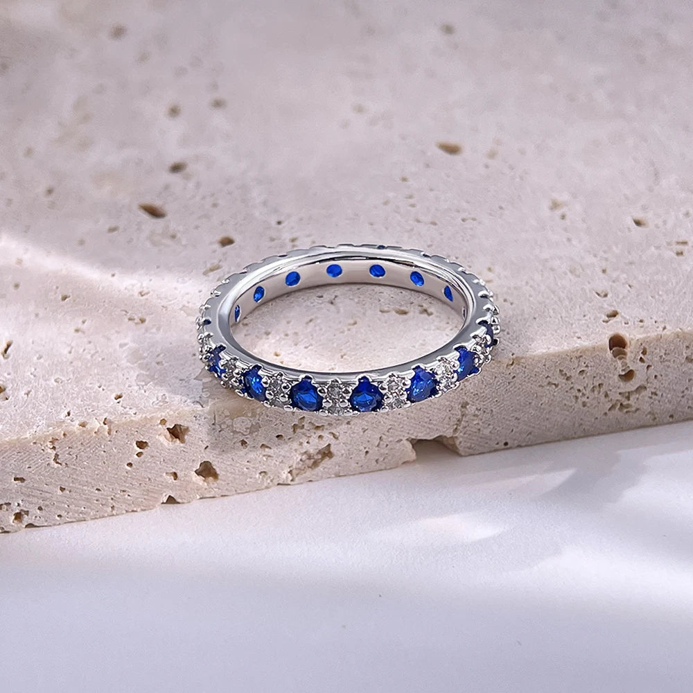 Women’s 925 Sterling Silver Blue Zircon Ring