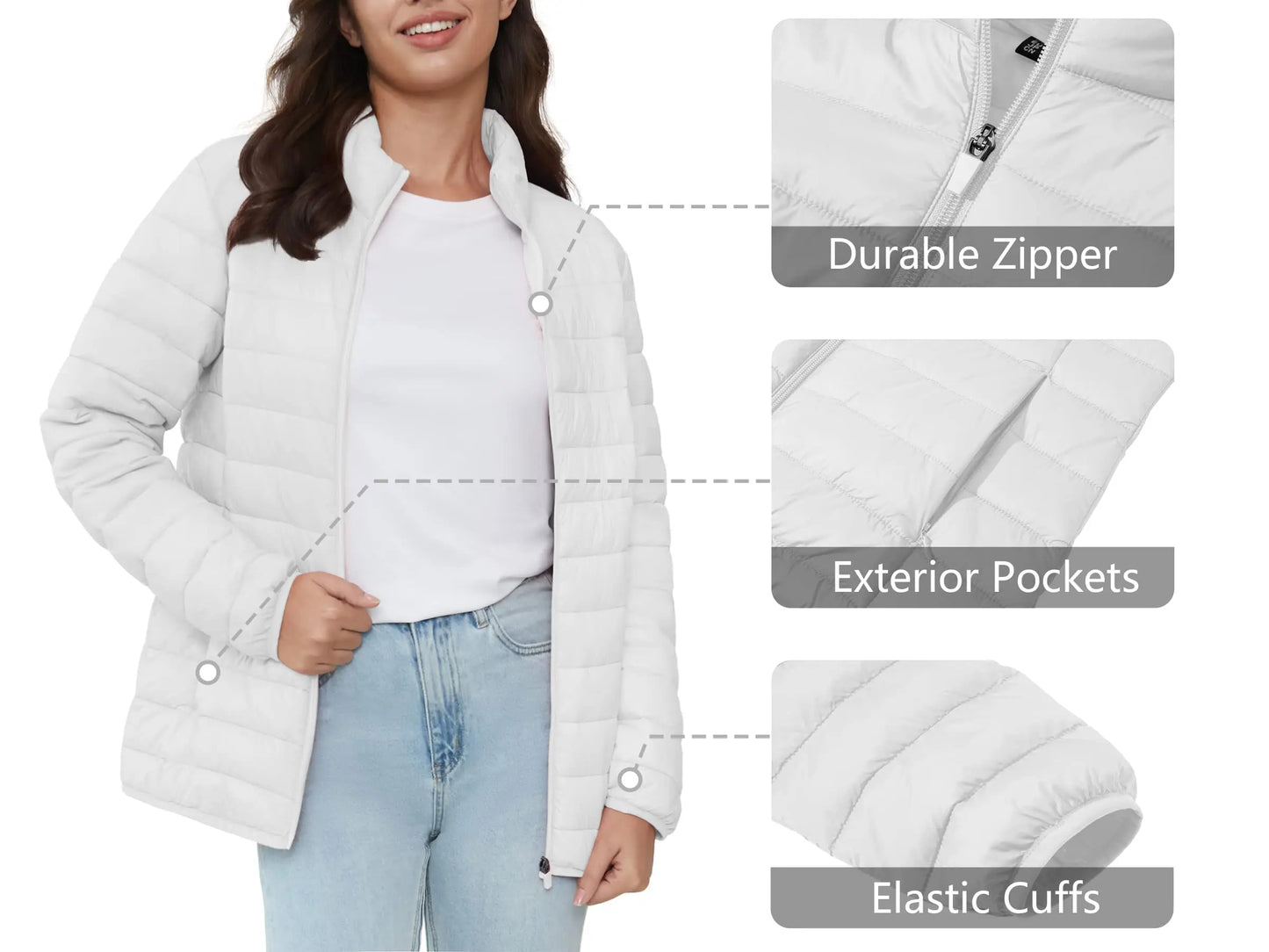 Full Zip Up Puffer Jacket